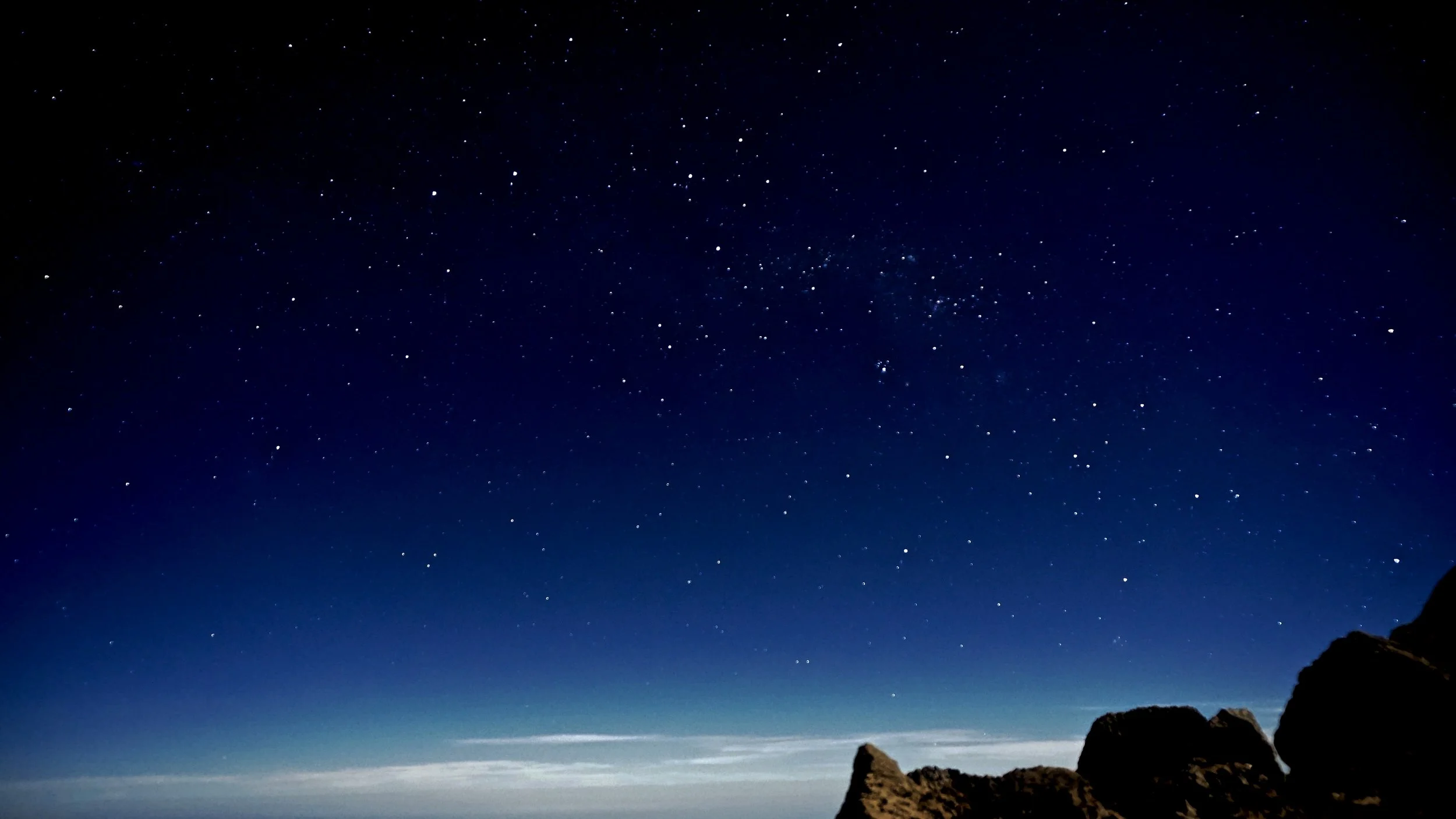  12:06 AM, 21 March 2016: Looking back towards Barafu Camp (4,600m/15,100ft), Mount Kilimanjaro 