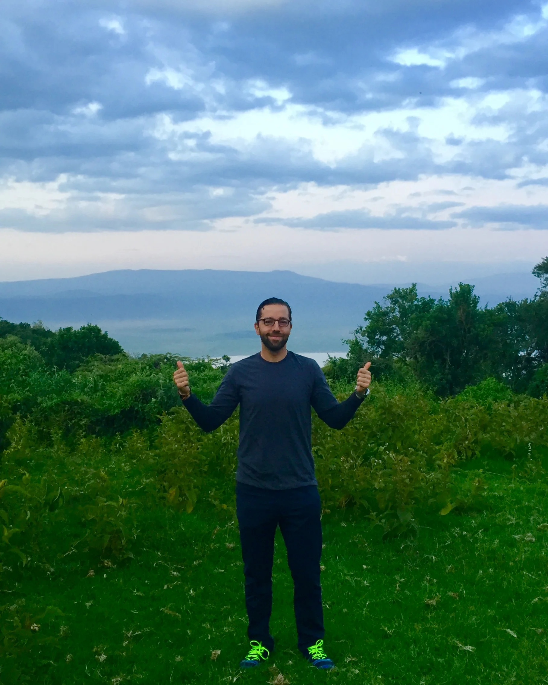  I embrace my inner dork with the Clark Kent curl-glasses combo and flagrantly neon dad shoes. 