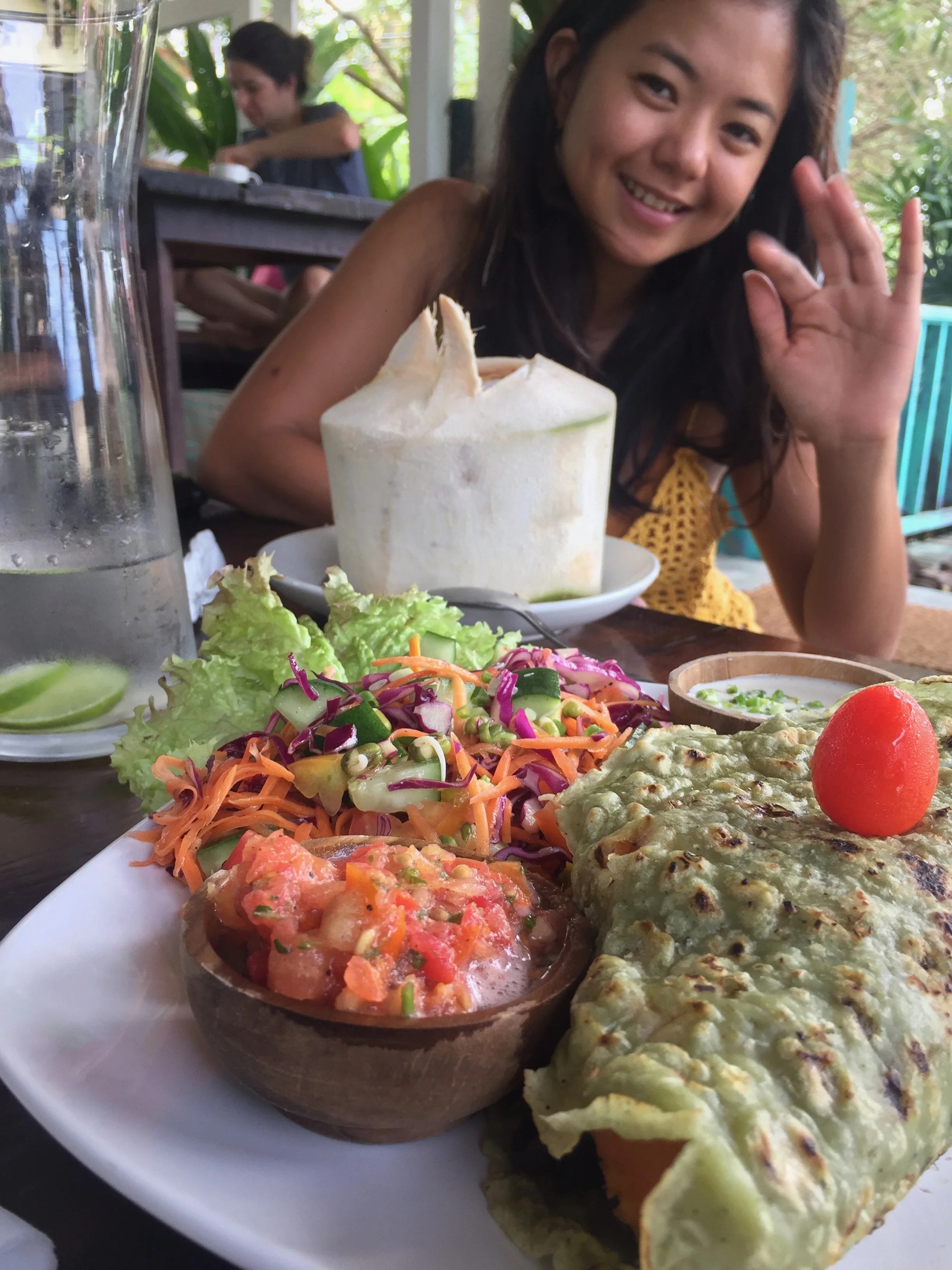  Two faves: the Karma Burrito and my little coquito, Jacqueline 