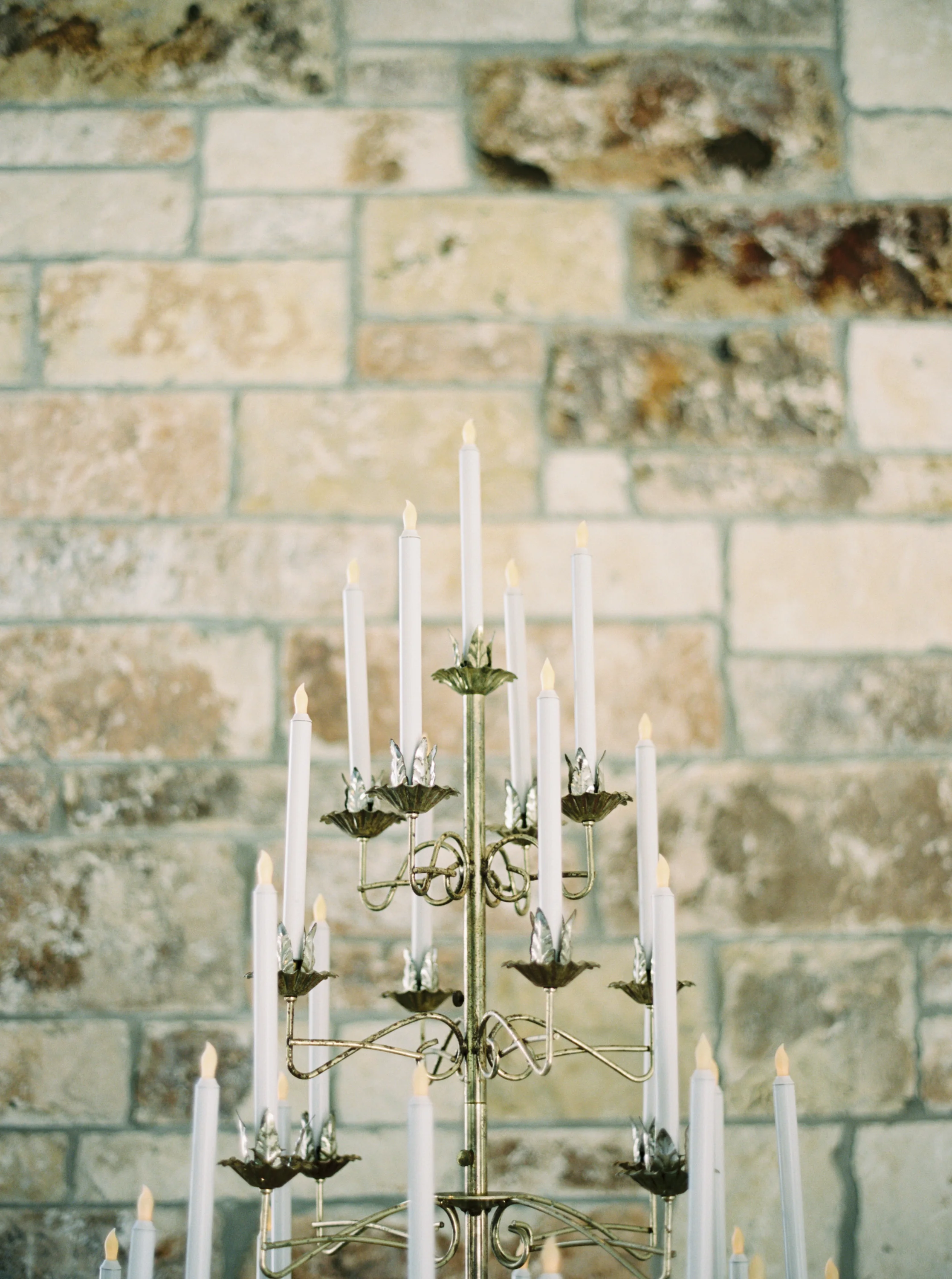 Our vintage Brass Candelabras, alongside the altar...
