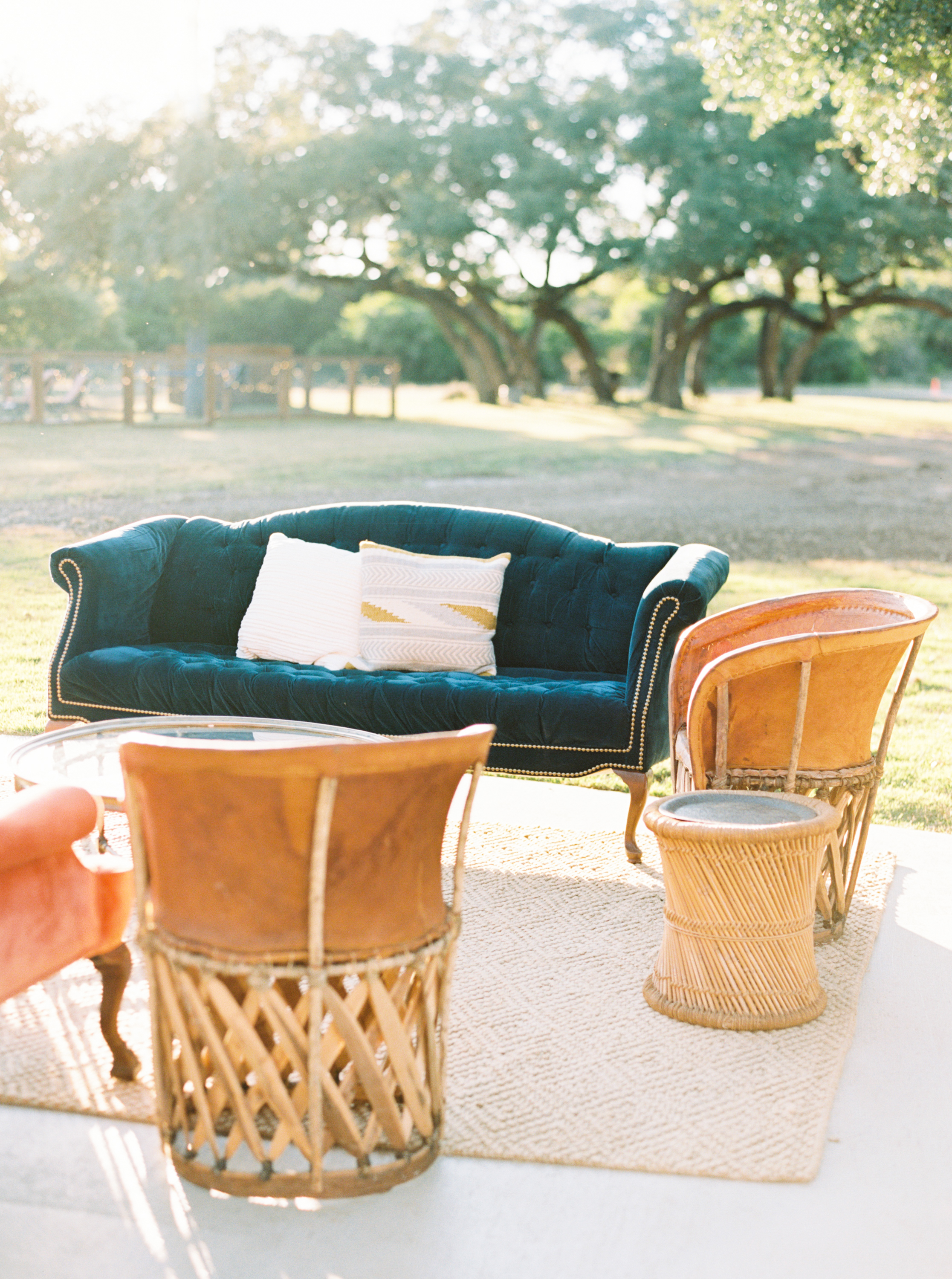 The outdoor cocktail lounge.. you can't go wrong with our Madison sofa and vintage Equipale chairs.