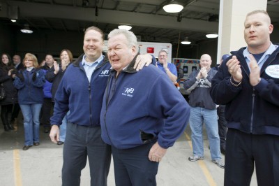 Pat Ryan, center, talks about the business he started with his brother Paul Ryan in 1962.