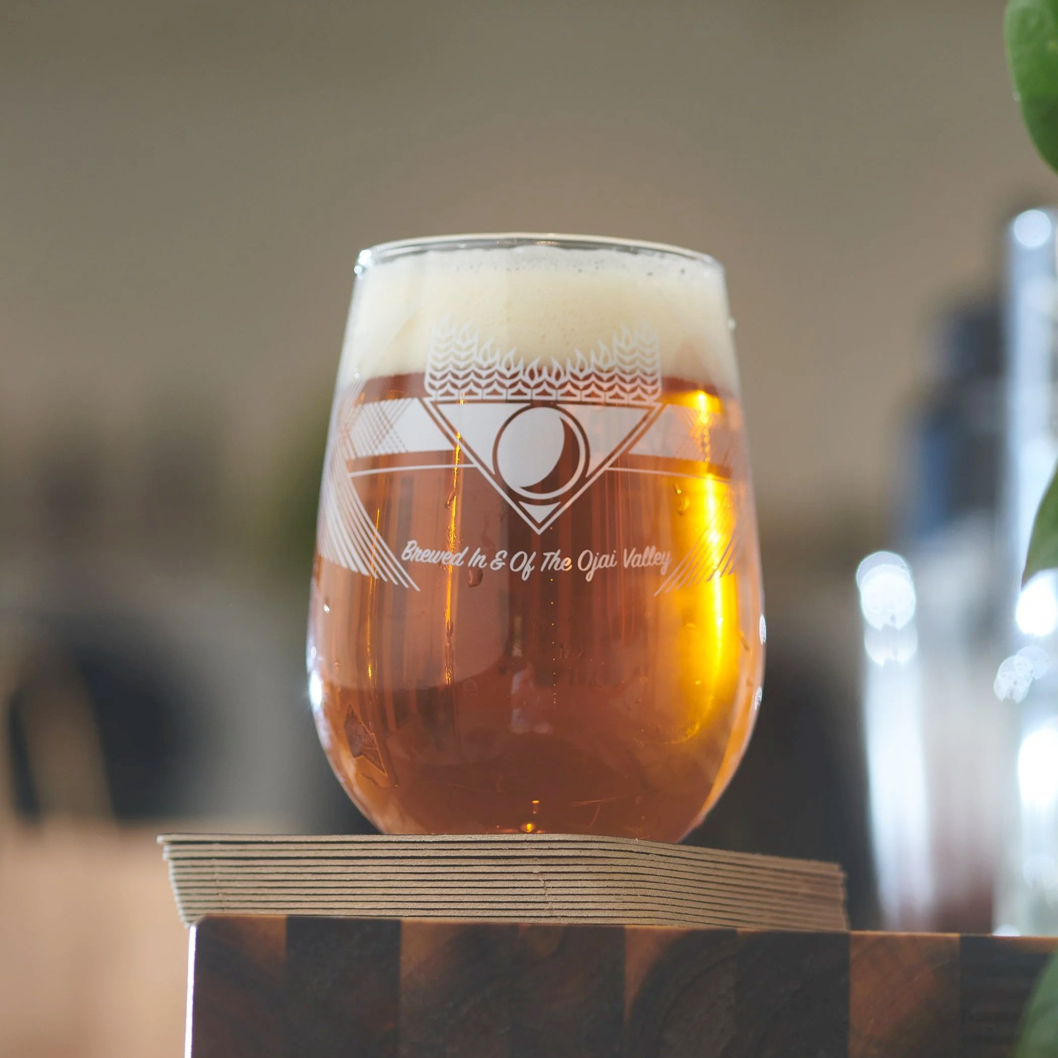 ranchero beer glass on bar