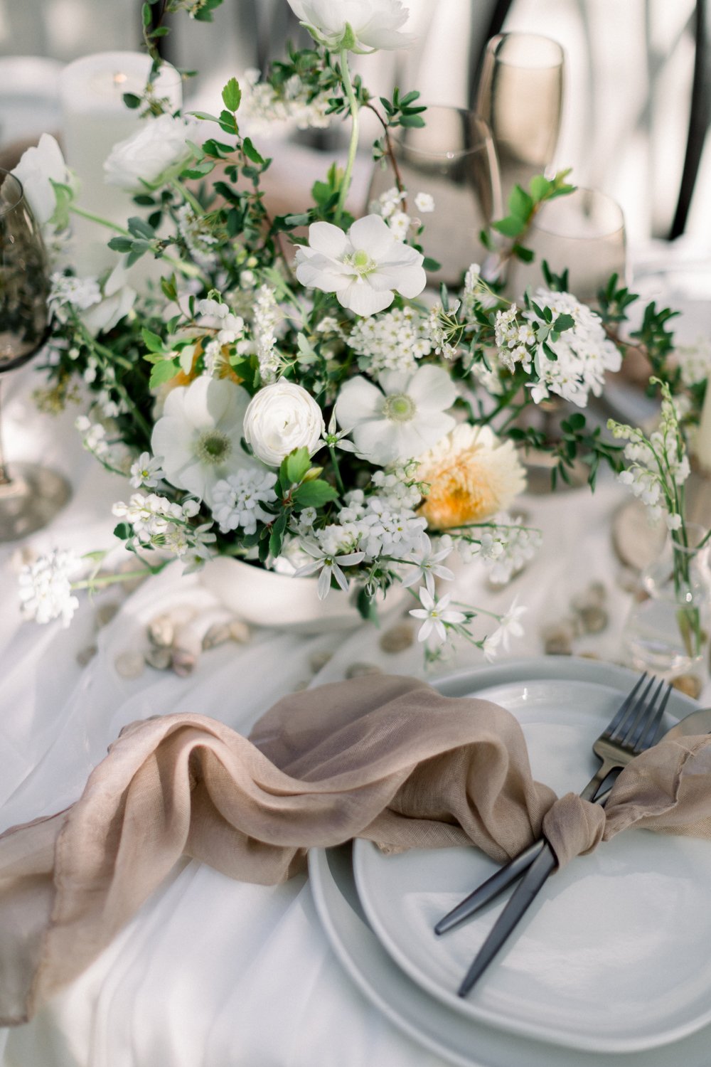 White and green centerpiece