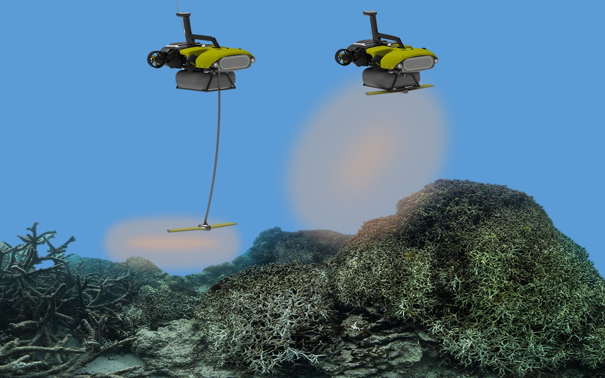 LarvalBot dispensing coral larvae onto damaged reefs. Credit: Matthew Dunaban via Sierraclub.org