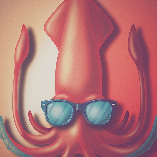 The Chill Squid. original artwork by Michael Fugoso at Fugstrator .