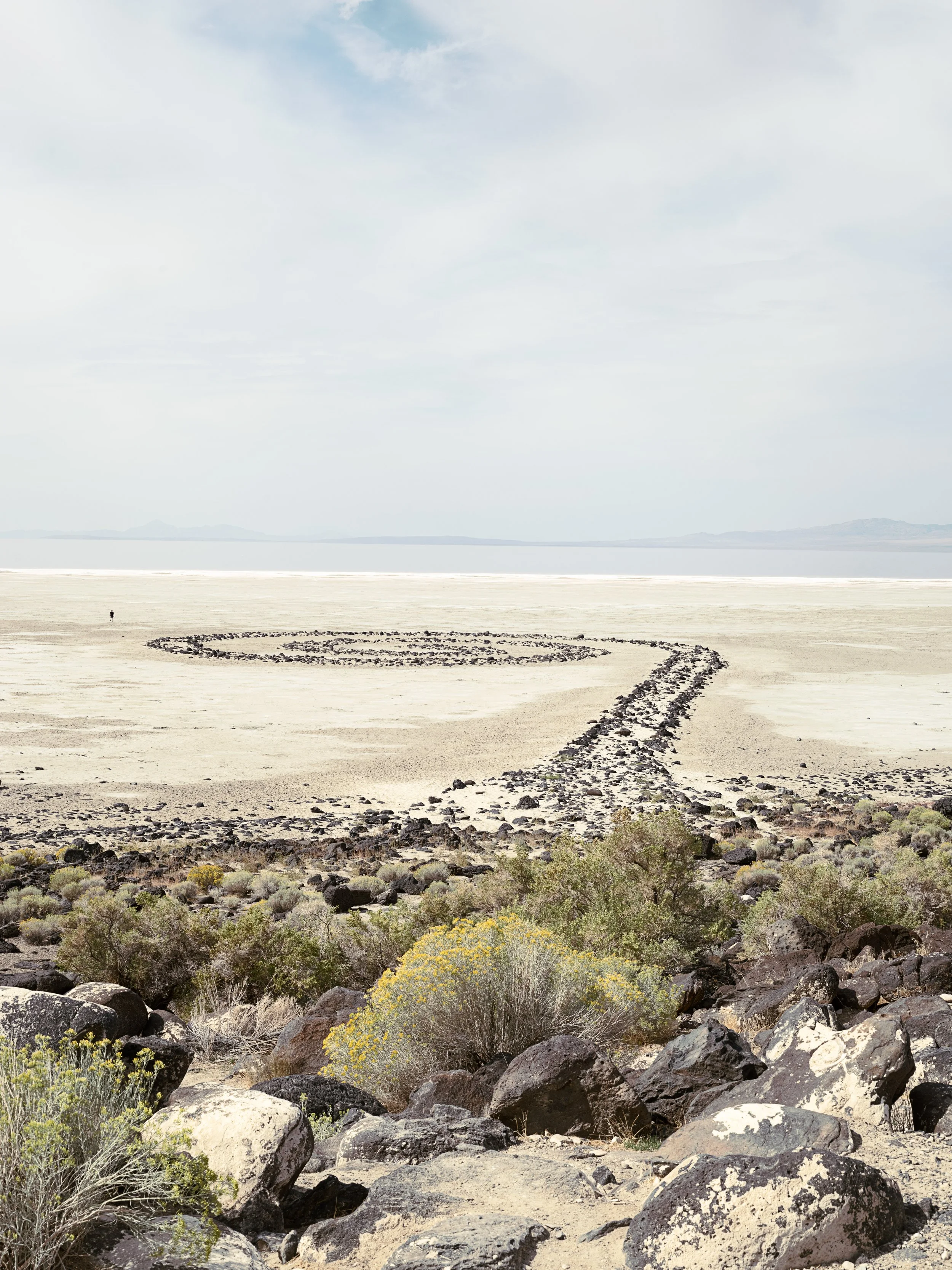 Spiral Jetty from shore.