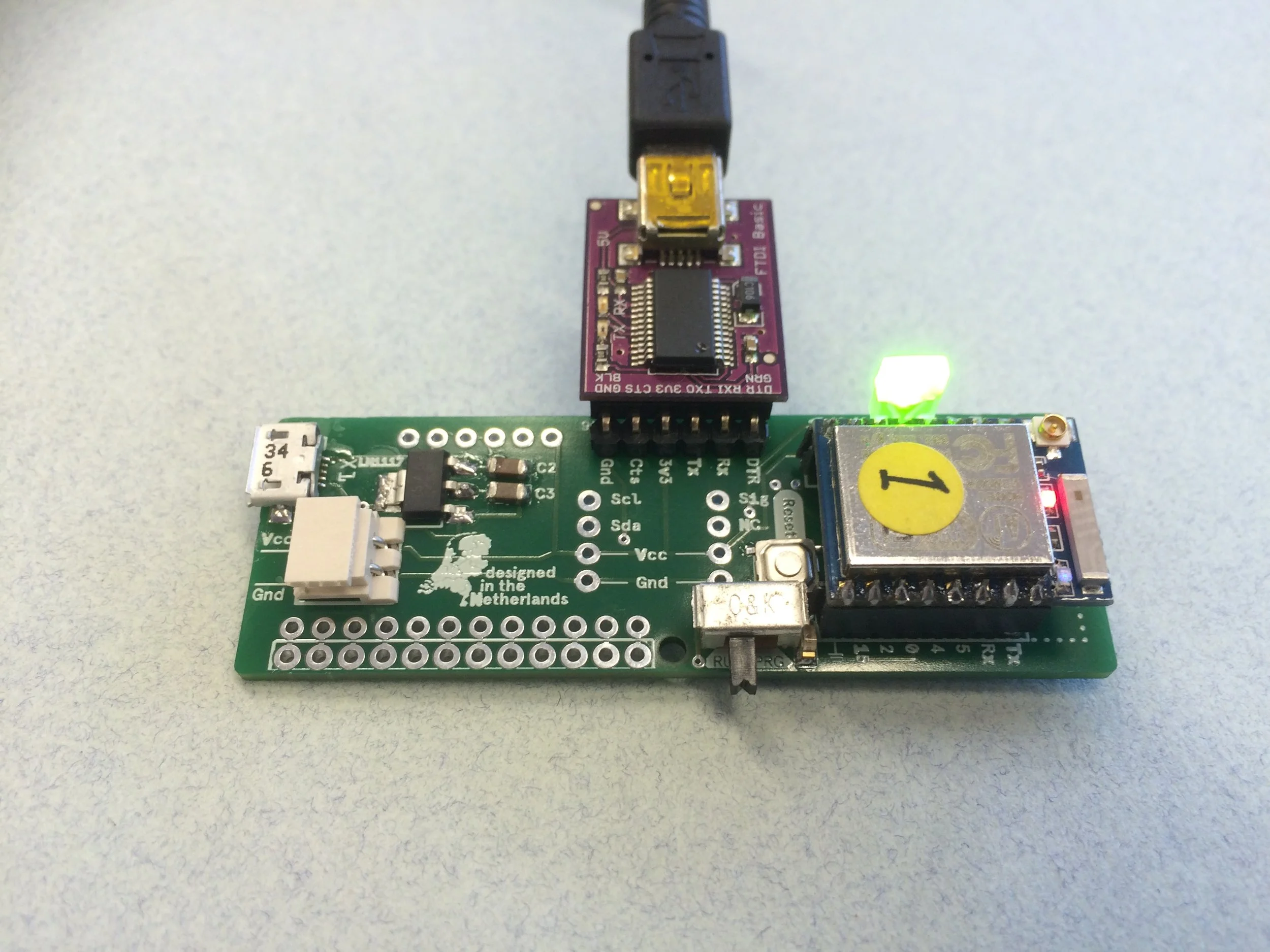 A program being uploaded to the onboard processor.