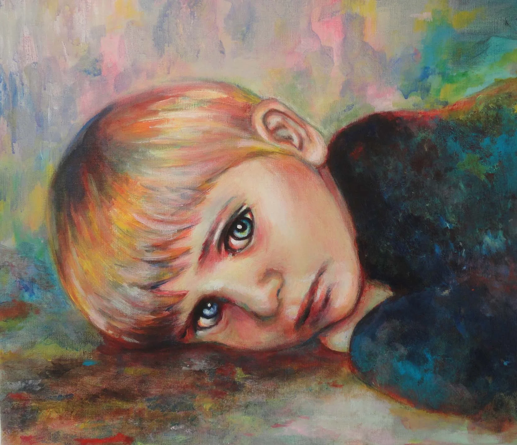 A boy in war / F15 Acrylic on canvas 2015