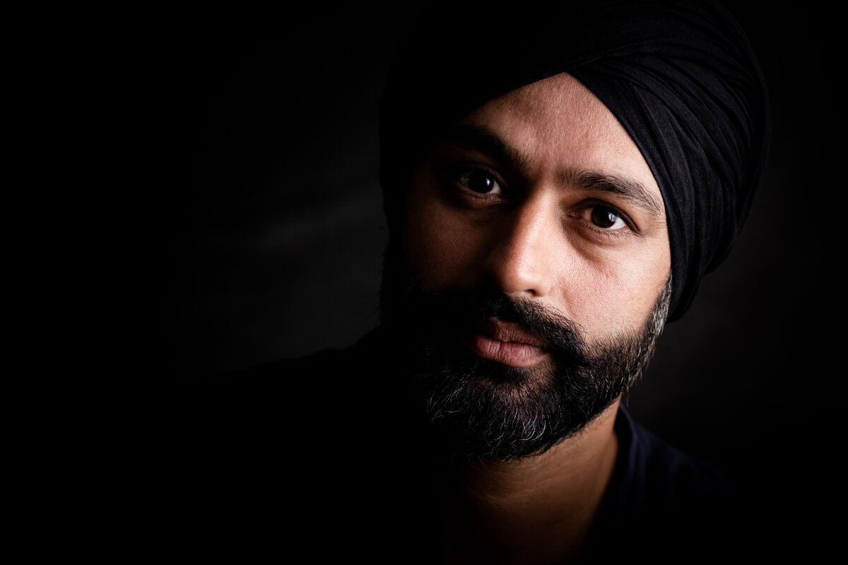 Male portrait black turban and beard