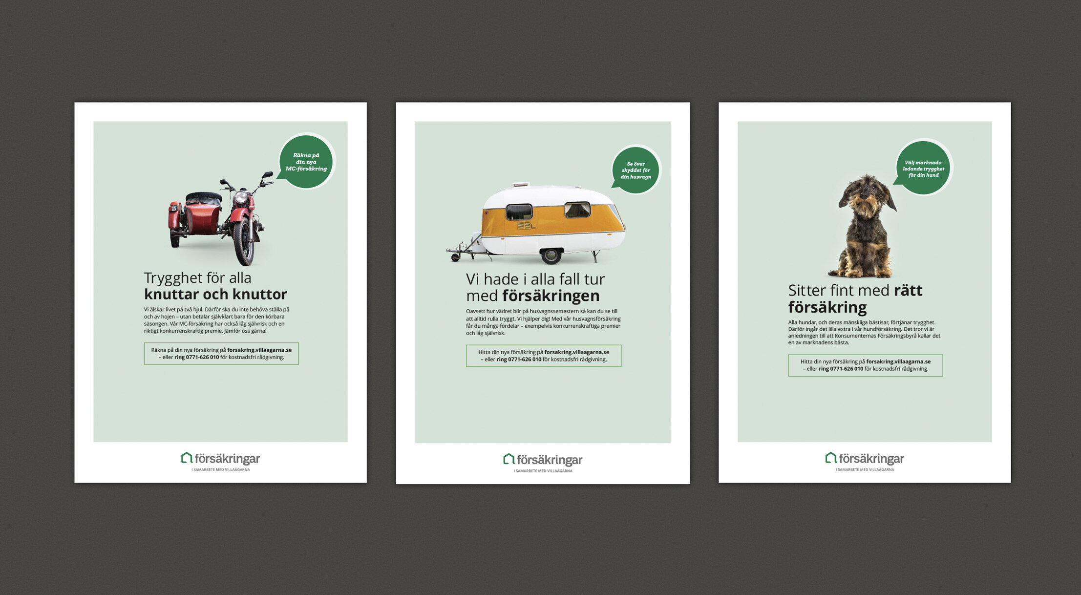 Annonser för olika försäkringar.