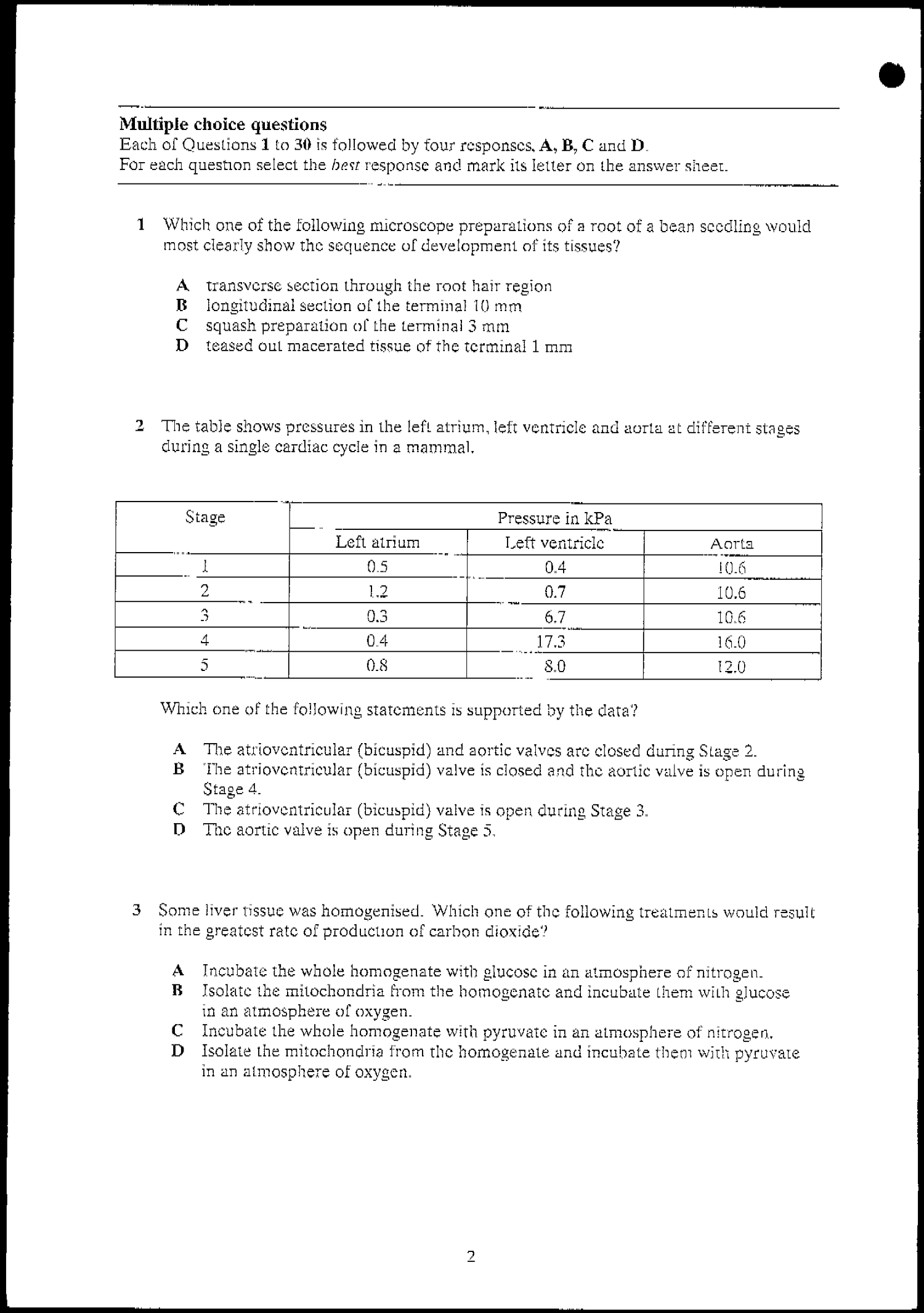 Multiple Choice Questions to make you think - A-level Biology — Online ...