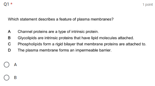 Phospholipids, Lipids and Cholesterol - OCR A Multiple Choice Questions - Self marking Quiz