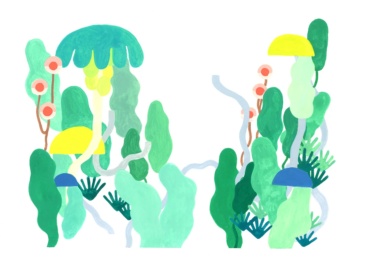   Jungle Walk   11" x 14.5", gouache, 2017 