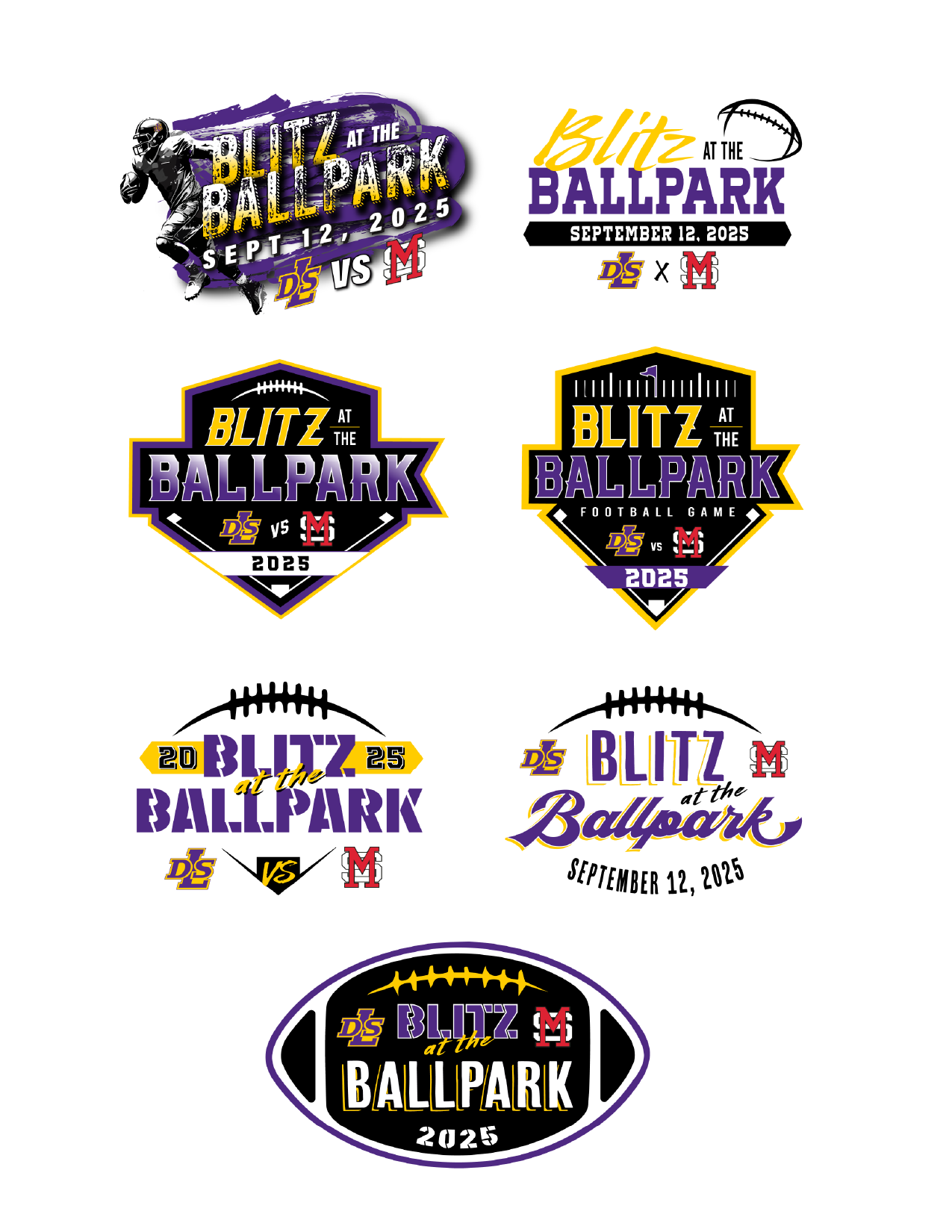 Purple and gold sporting event logos by Cordial Punch Press