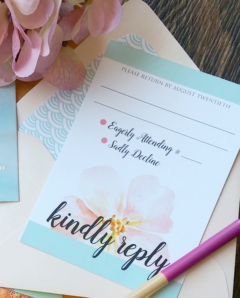 Watercolor Floral Wedding Invitation by Cordial Punch Press