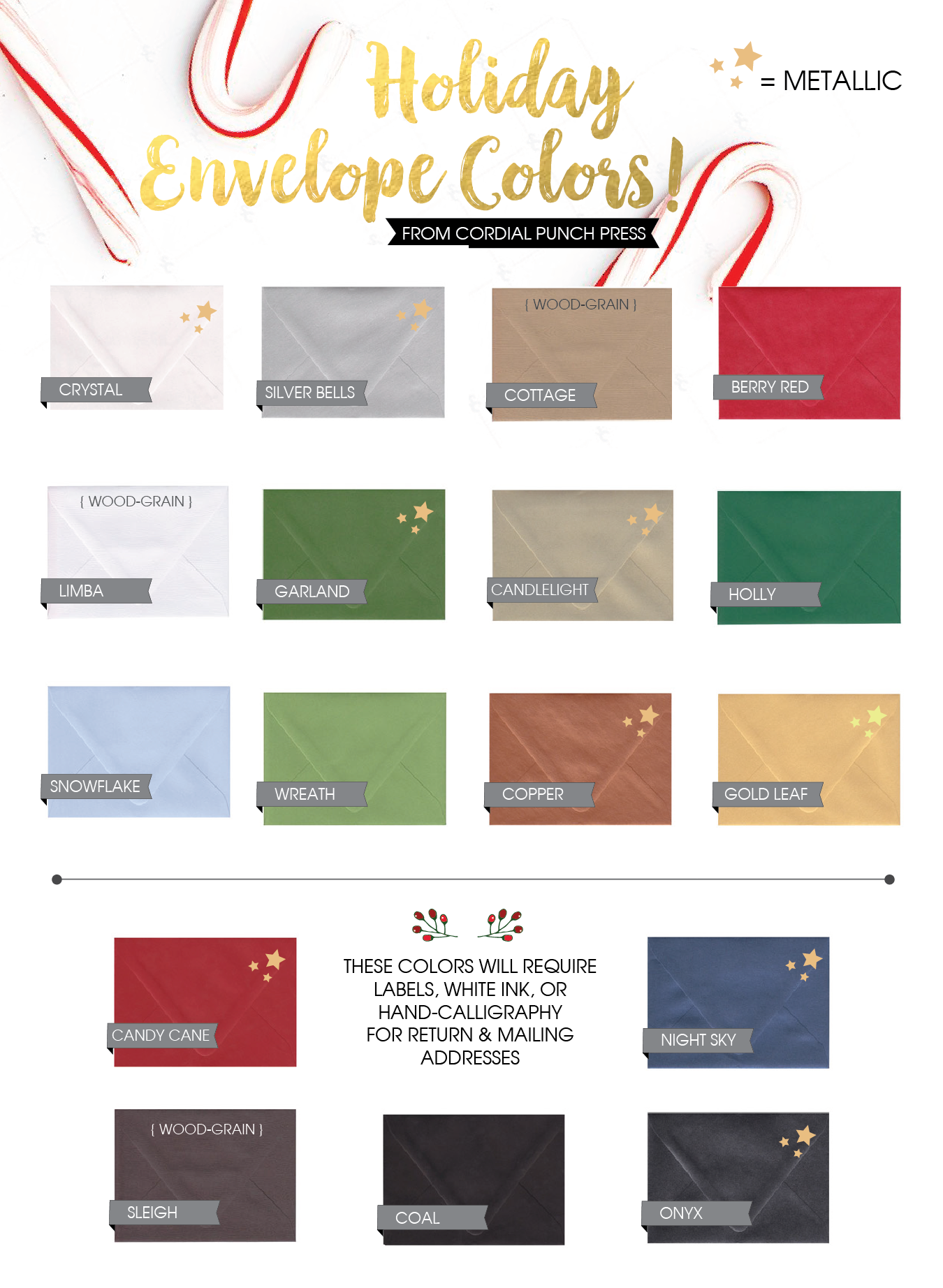 Copy of Holiday Envelope Colors from Cordial Punch Press