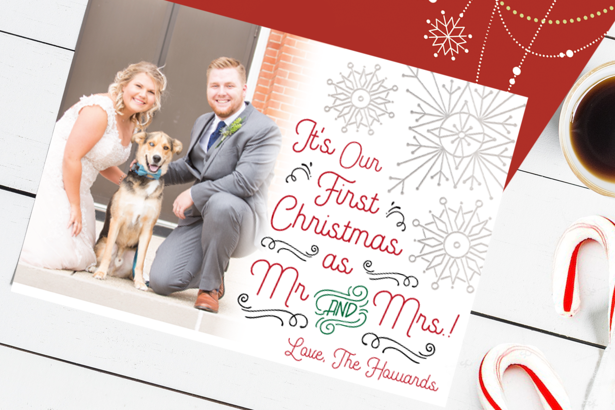 First Christmas as Mr. and Mrs. Holiday Card, Silver Foil Christmas Card, Newlyweds