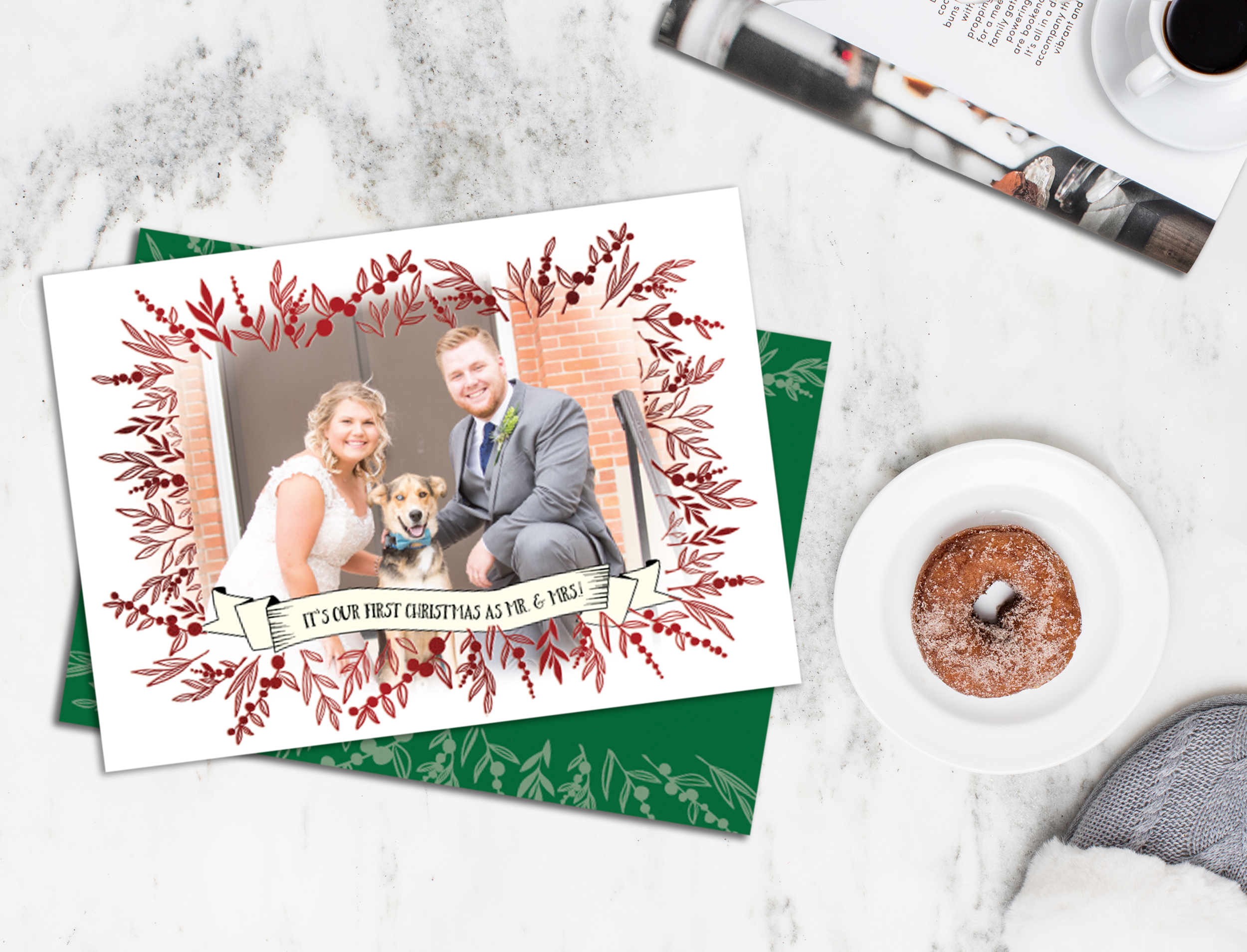 First Christmas as Mr. & Mrs. Holiday Card, Red Foil Christmas Card