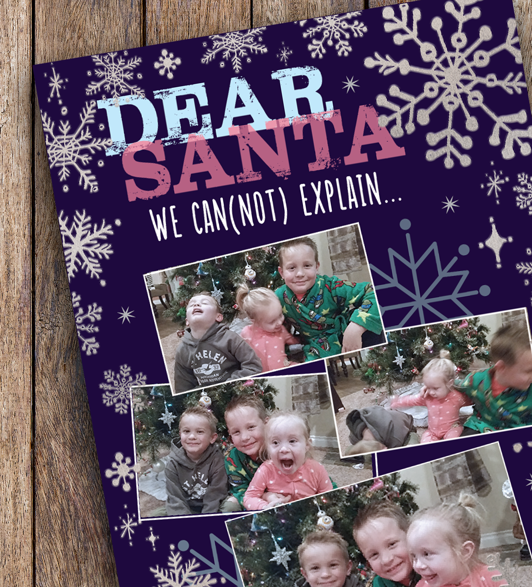 'Dear Santa' Silver Foil Snowflakes Christmas Cards