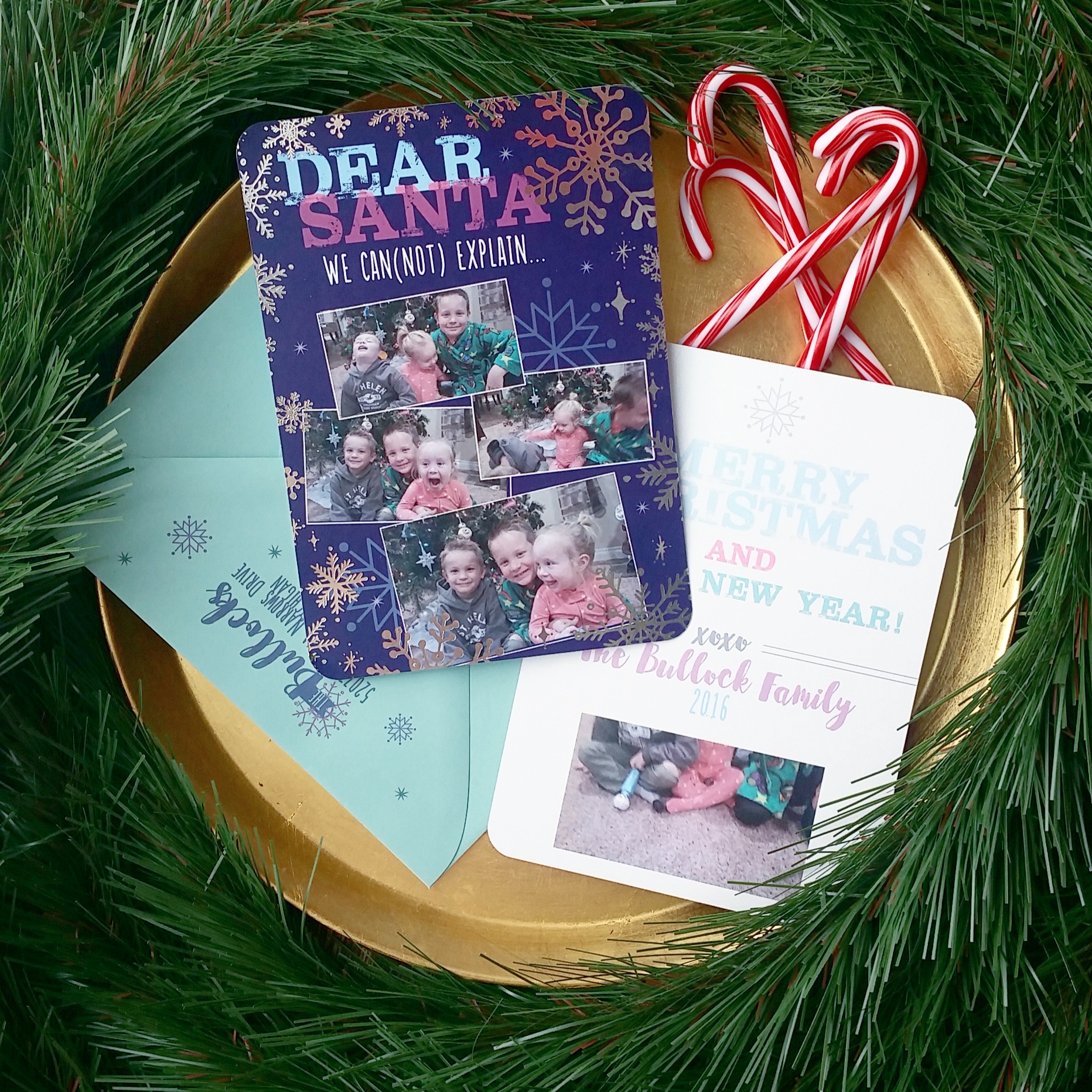 'Dear Santa' Silver Foil Snowflakes Christmas Cards