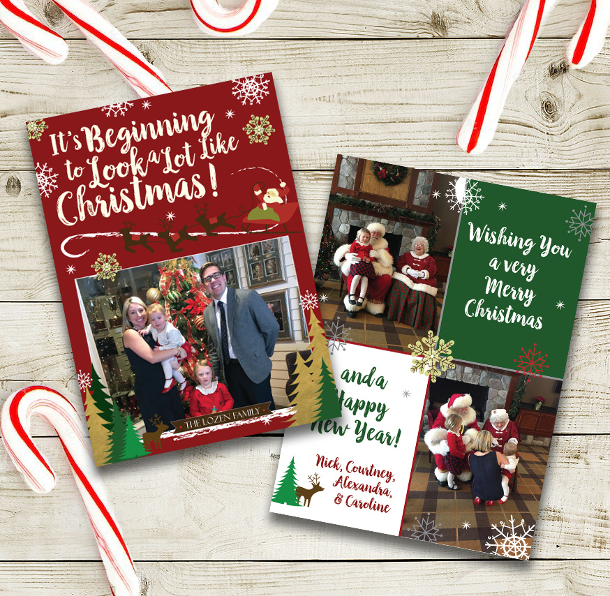 It's Beginning to Look A Lot Like Christmas Holiday Card, Santa's Sleigh, Reindeer Christmas Card