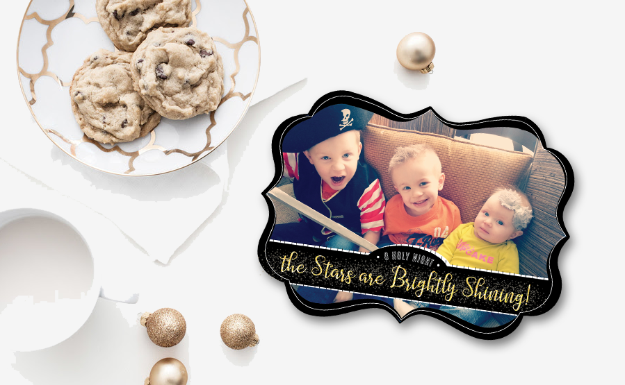 O Holy Night The Stars Are Brightly Shining Christmas Card, Lux Shape