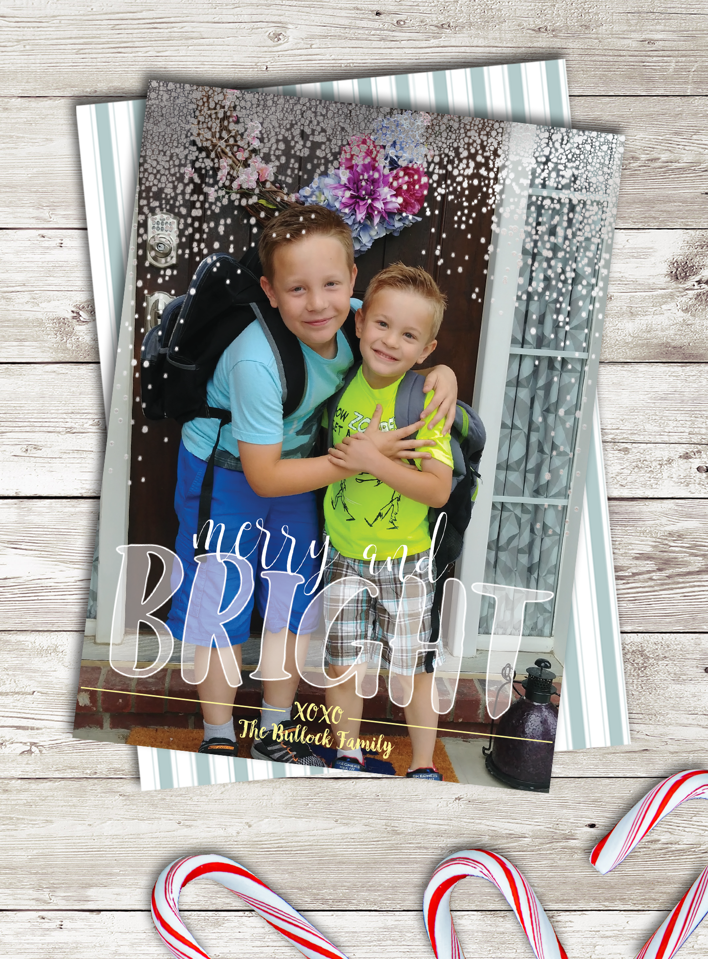 Merry & Bright Silver Foil Christmas Holiday Card