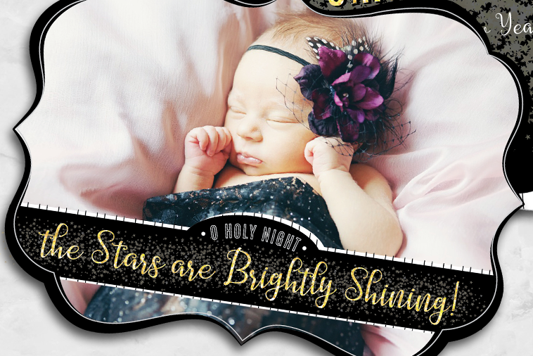 O Holy Night The Stars Are Brightly Shining Christmas Card, Lux Shape