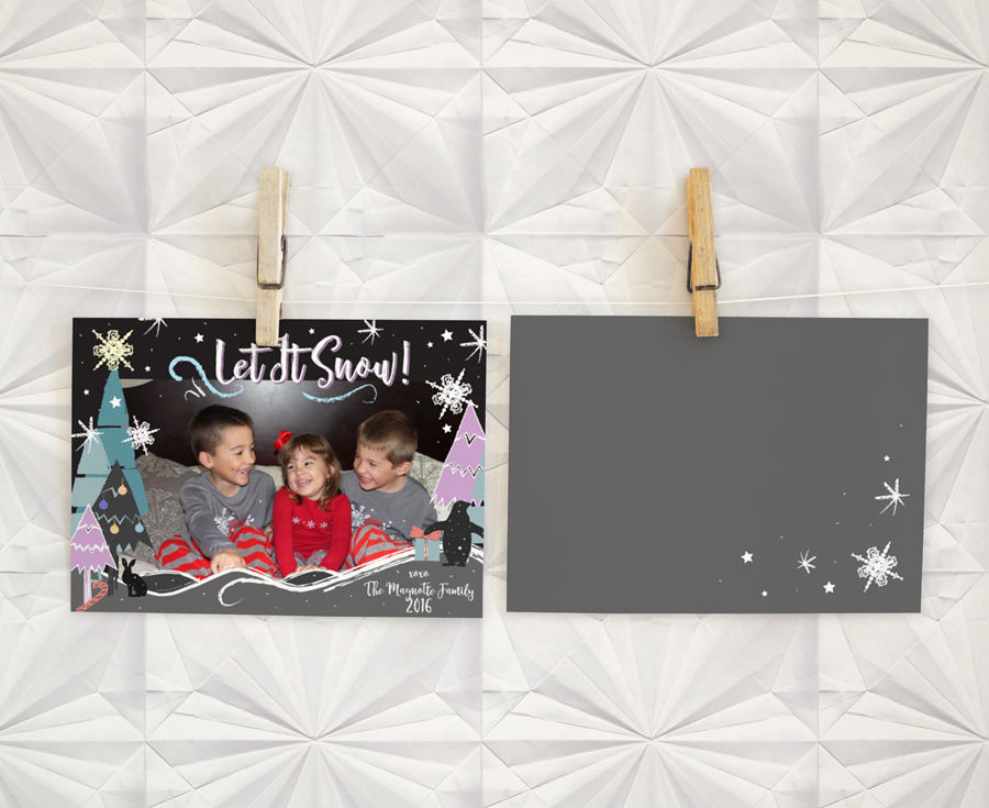 Let It Snow Christmas & Holiday Card, Snowy Winter Night