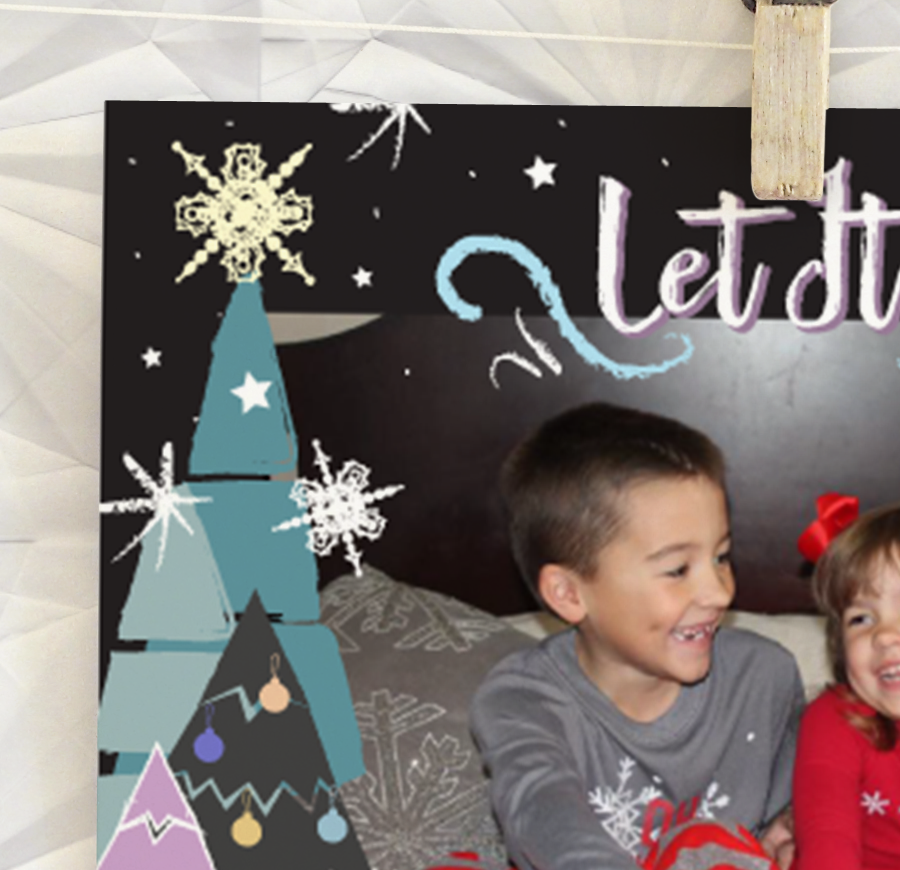 Let It Snow Christmas & Holiday Card, Snowy Winter Night
