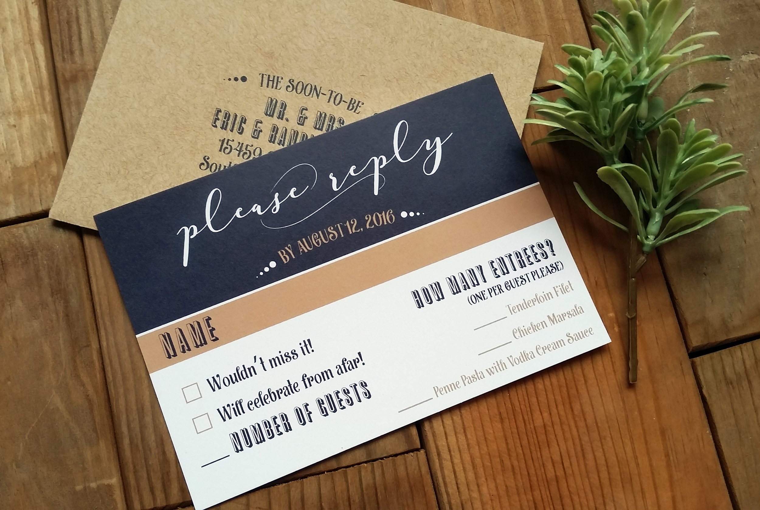Navy Blue Panel Pocket Fun Wedding Invitation with Custom Map and Insert Cards by Cordial Punch Press
