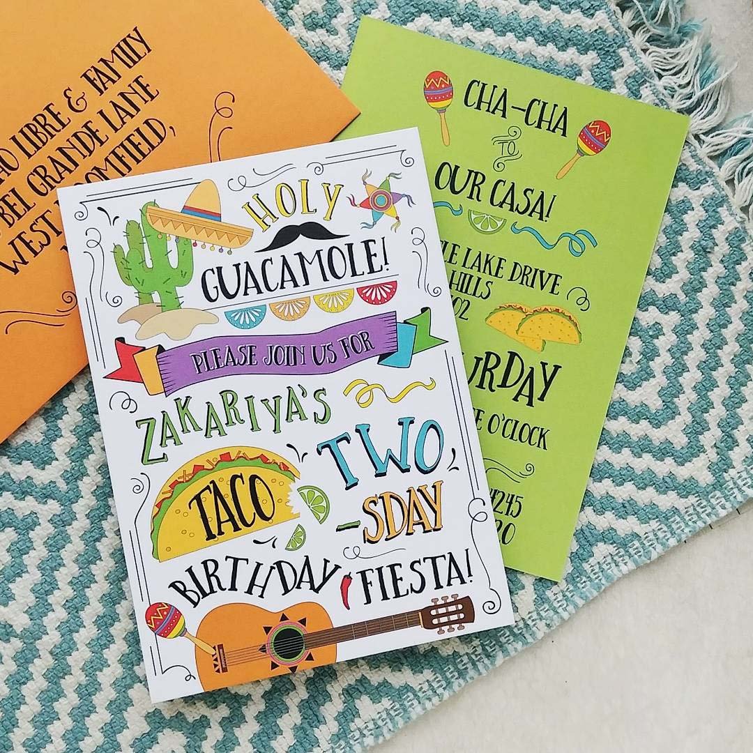 Taco Twos-Day Birthday Invitation - Holy Guacamole