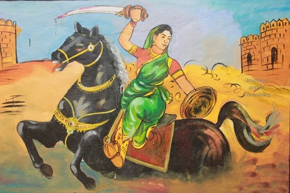 A painting on the building of Karnataka Government's Kannada School at Shambulinga Gudi