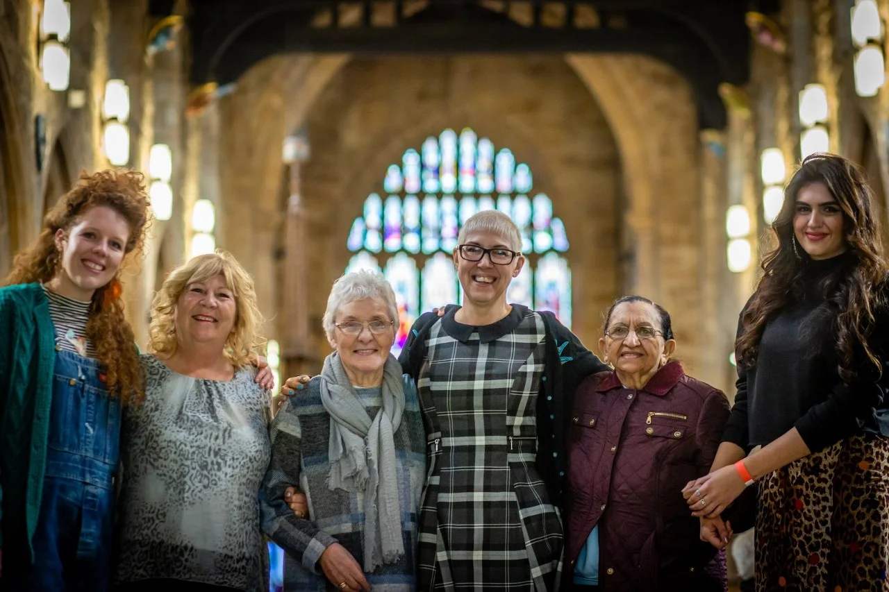 Jodie (right) and her grandmother Champa (second-to-right) at the WOW Bradford festival 2018. Photo credit: Karol Wyszynski.
