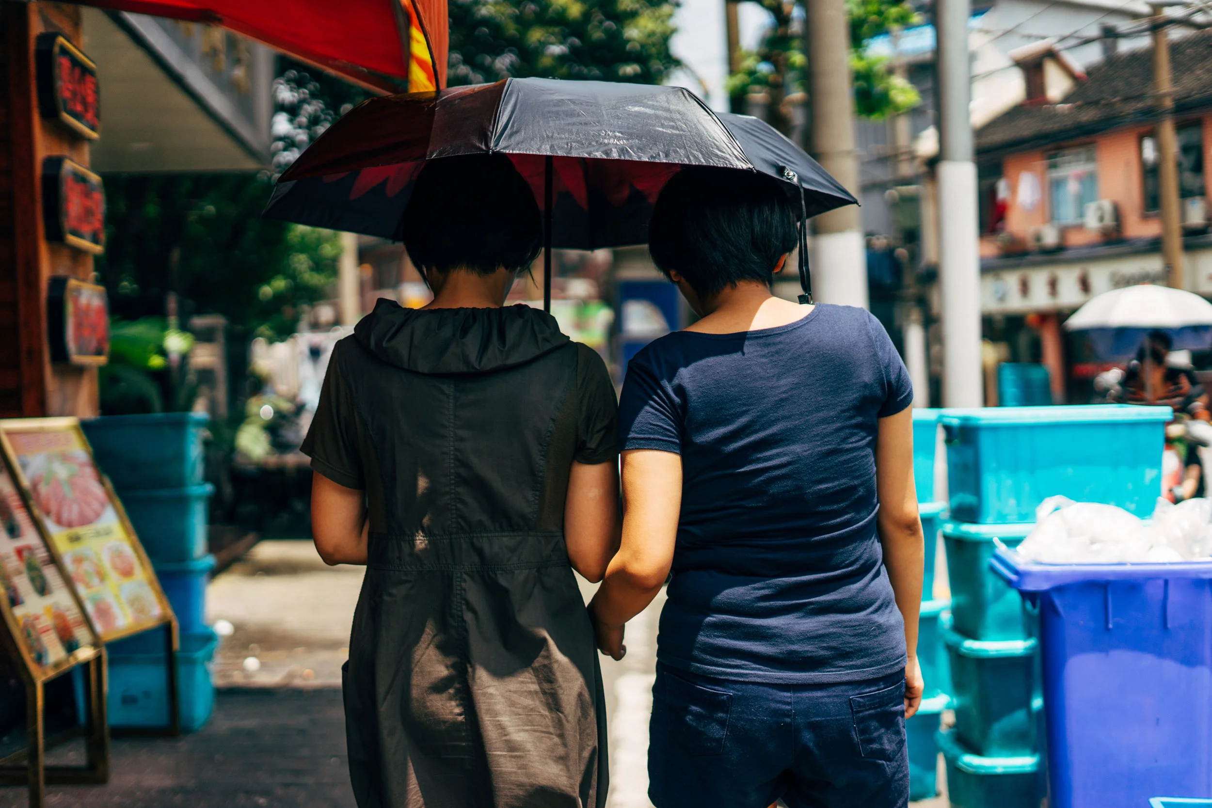 hiding from the sun in Shanghai, China
