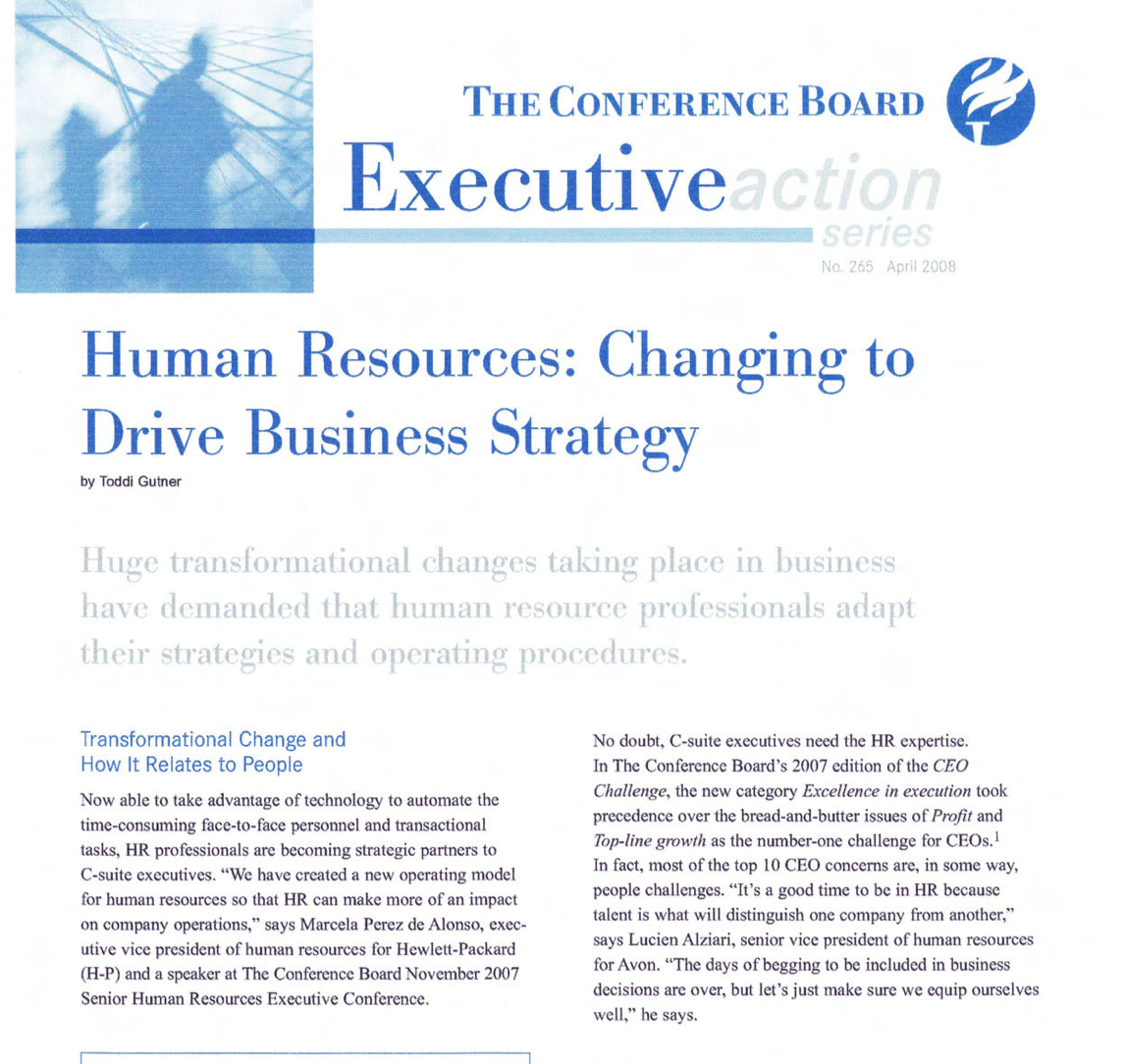 Human resources: changing to drive business strategy