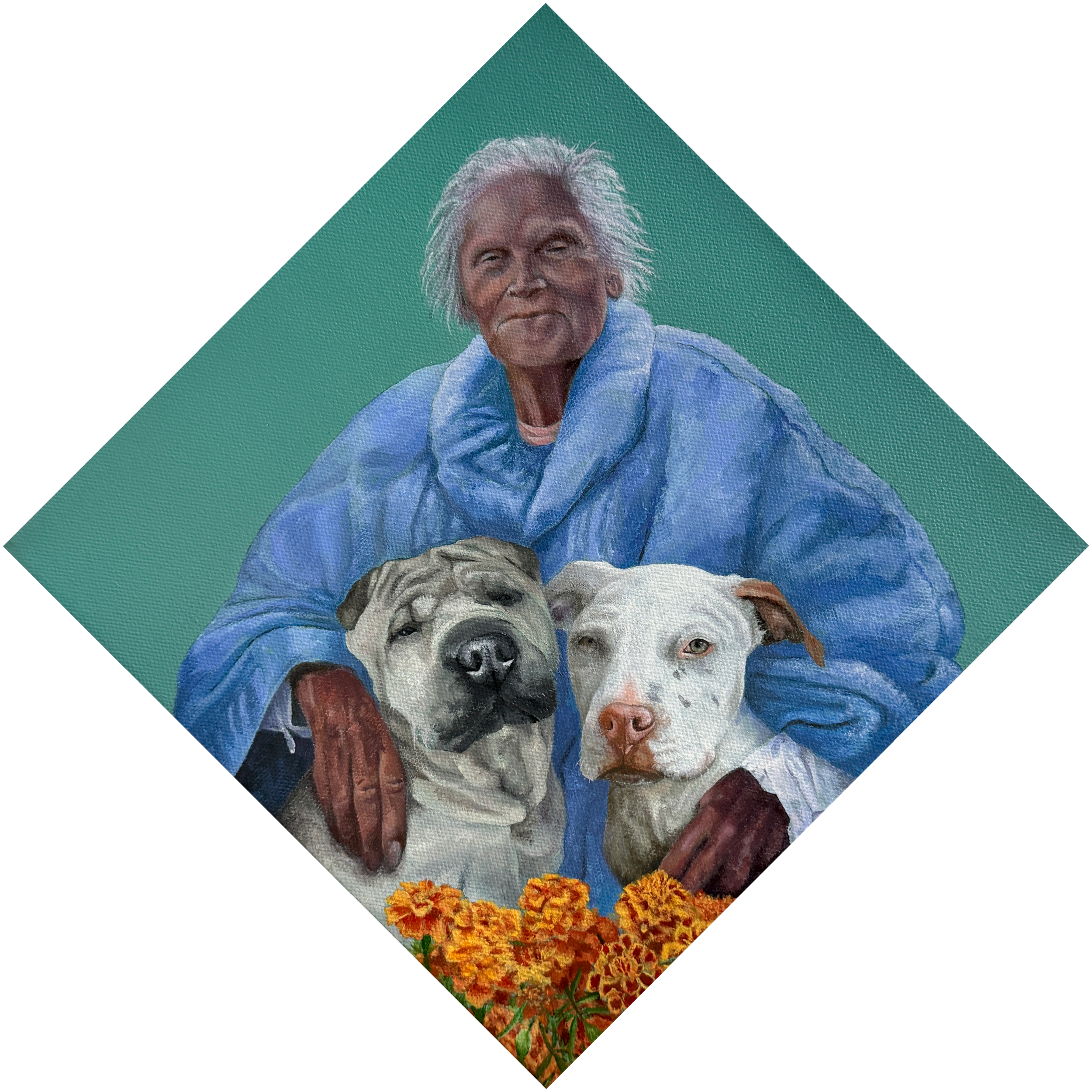   Abuela Maria, Botones, &amp; Po   Acrylic on Canvas  10”x10”  2026   SOLD  