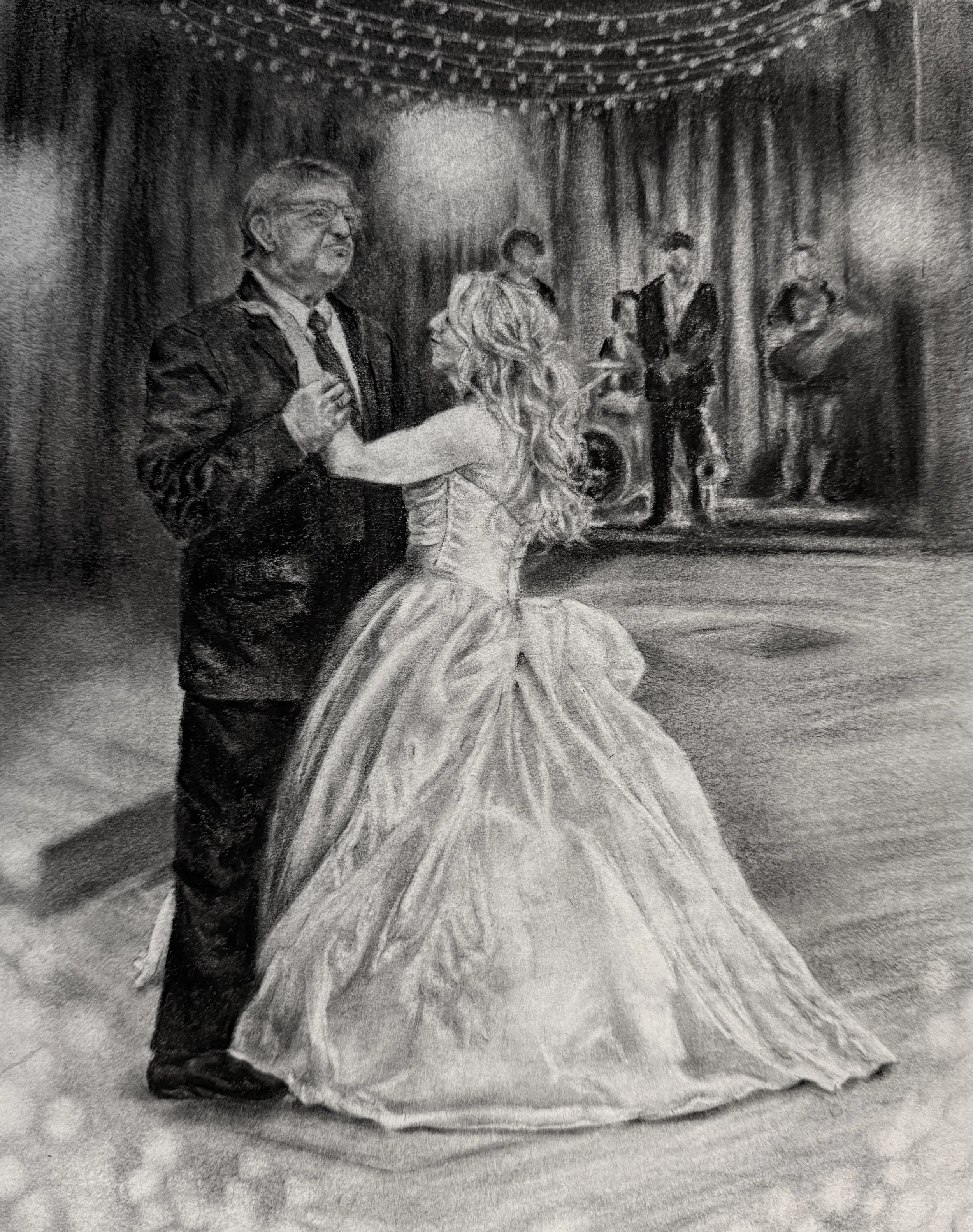   Father Daughter Dance   Charcoal  8”x10”  2026   SOLD  