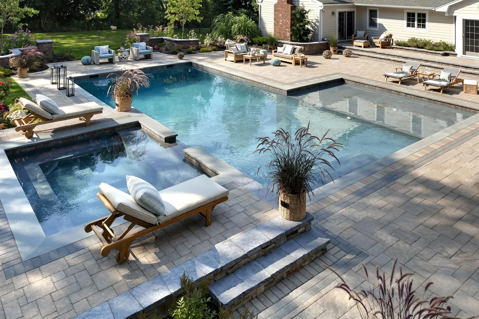 Landscape design featuring pool in Long Island, NY