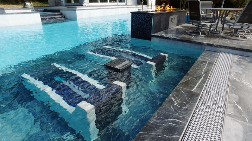 Innovative Masonry In-Pool Furniture in Westhampton, NY