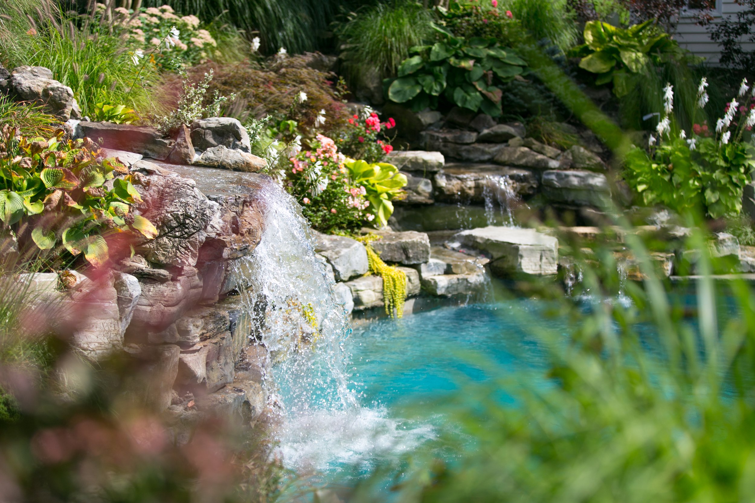 pool waterfall installation