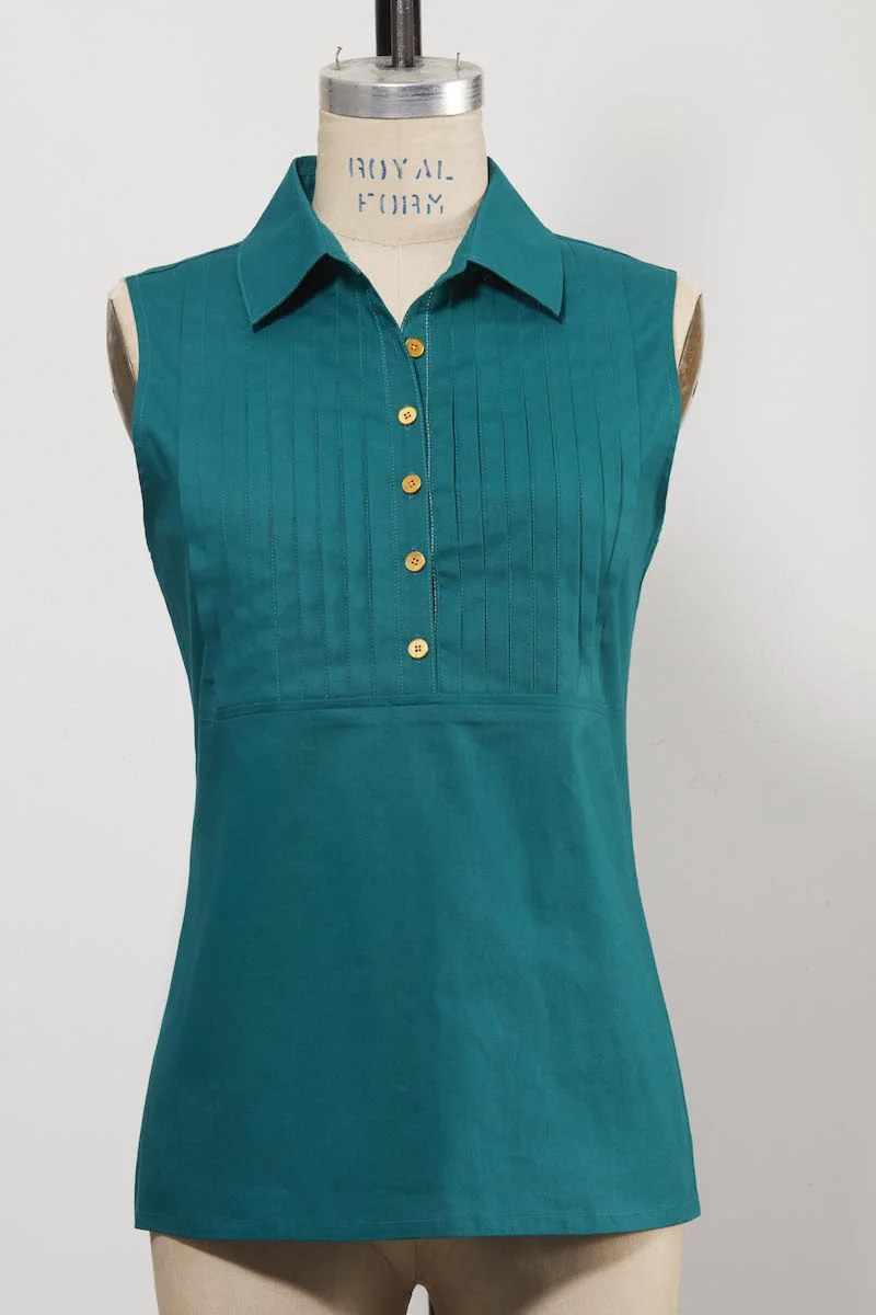 Pamela Tuxedo Top in Campbell Teal