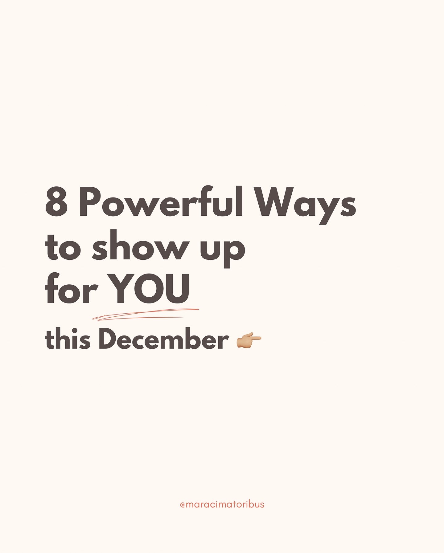 Happy December 🎄

Here are 8 Powerful Ways to Show Up for Yourself this month!

Swipe through for simple yet impactful reminders to prioritize you. Because showing up for yourself isn&rsquo;t selfish - it&rsquo;s essential.

✨ Set boundaries.
✨ Spea