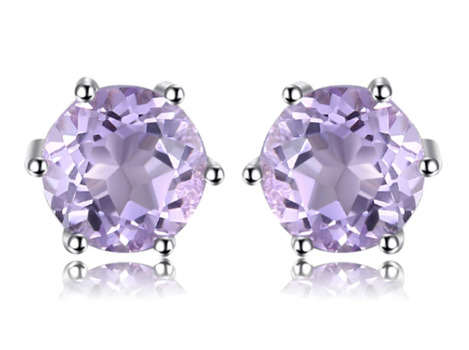 Genuine Peridot Blue Topaz Amethyst Citrine Garnet 925 Sterling Silver Stud Earrings for Women Colorful Gemstone