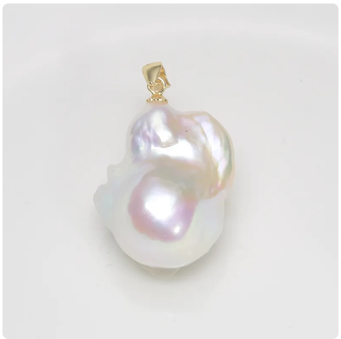 handmade 100% Natural Freshwater Big Baroque irregular pearl pendant 925 silver sterling classic clasp 15-23mm PN