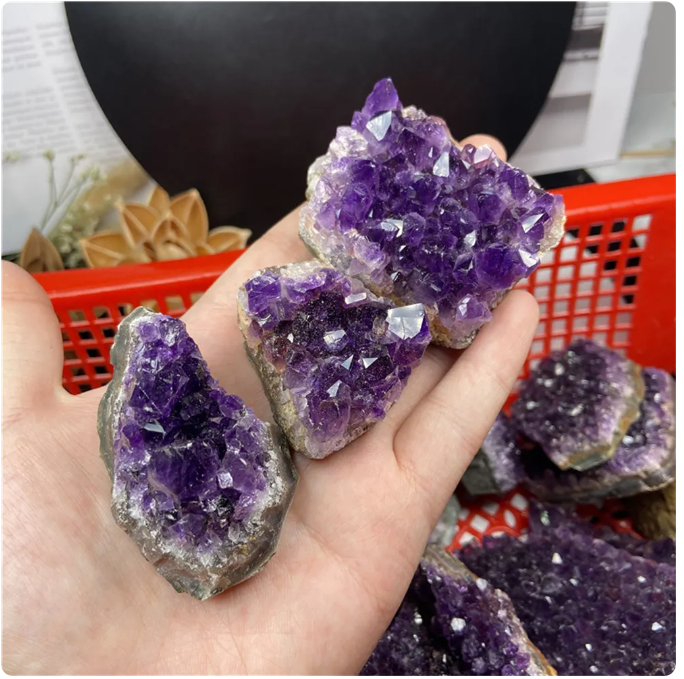 10g-20g Amethyst Natural Stone Purple Pink Amethysts Crystals Cluster Druzy Geode Mineral Rock Healing Crystal Point Energy Wand