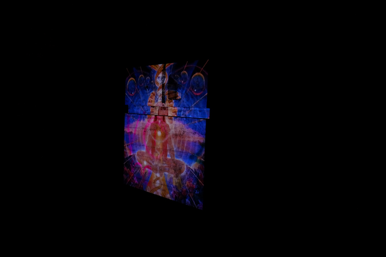  video loop projection inside bunker 