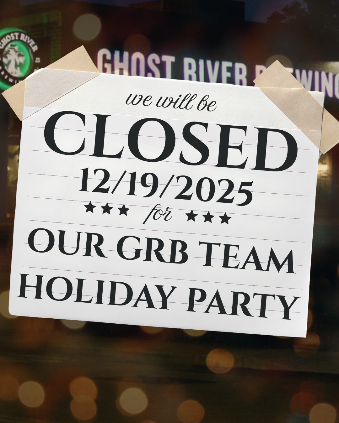 Taproom Closed