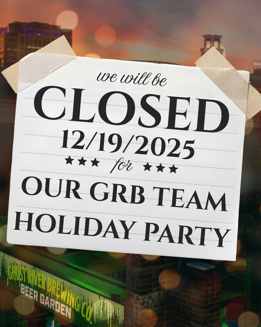 Taproom Closed